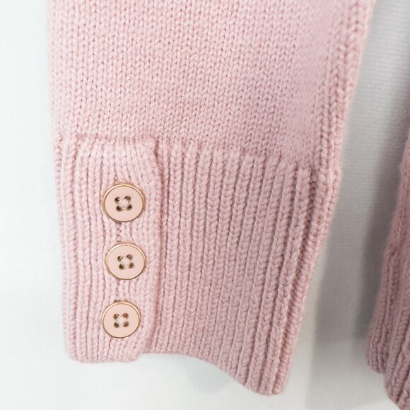 Talbots Button Cuff Cable Knit Sweater Womens Petite Small Pink Preppy Soft Girl - Picture 11 of 13